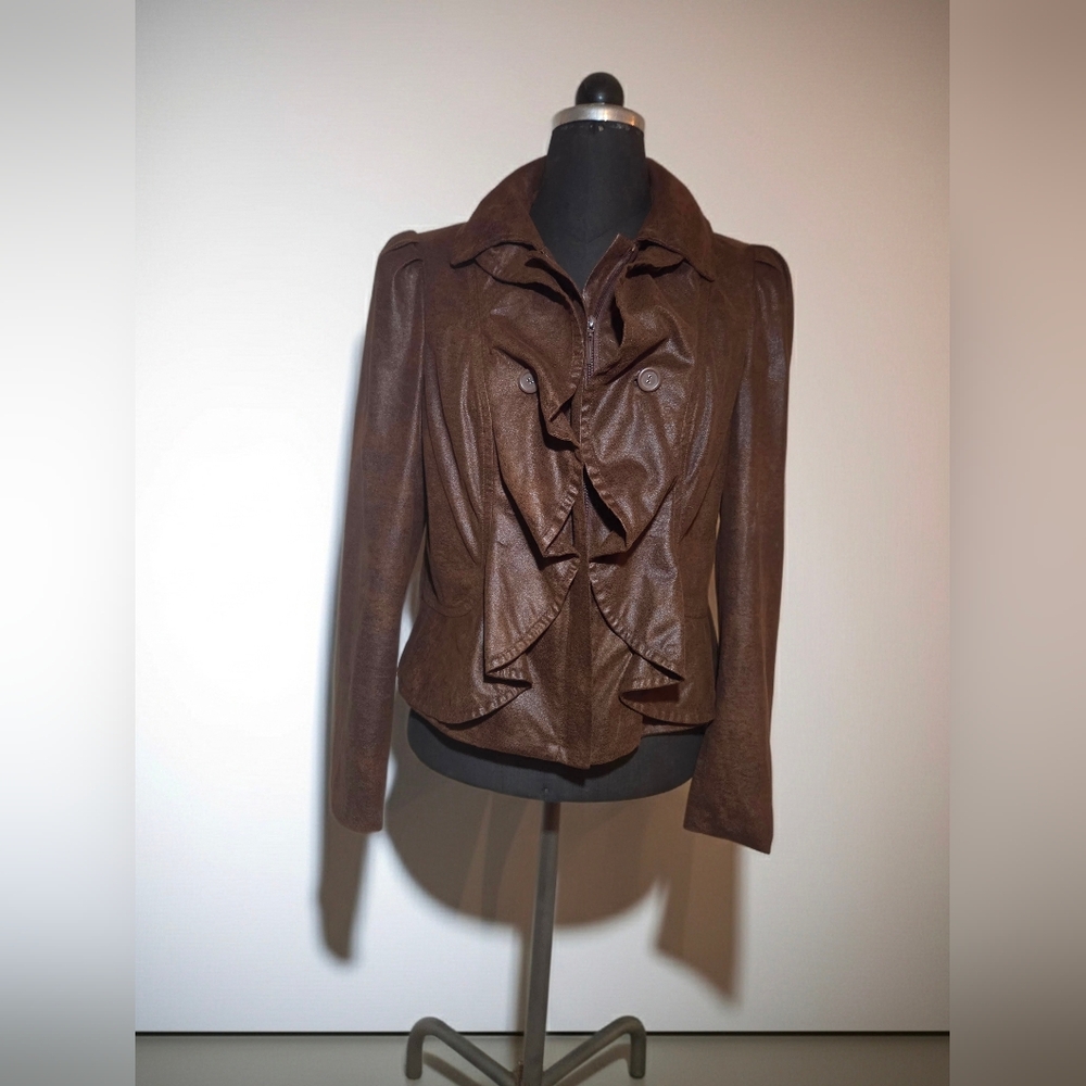 Brown Ruffled Women's Jacket